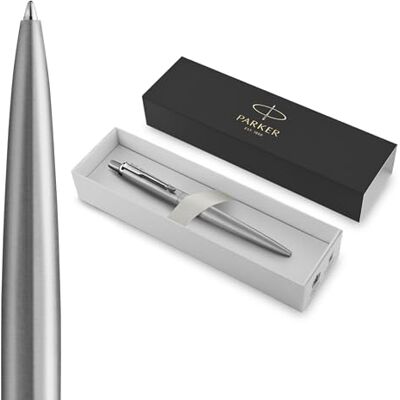 PARKER Jotter XL bolígrafo acero inoxidable monochrome punta mediana tinta azul en estuche de regalo PARKER Jotter XL bolígrafo acero inoxidable monochrome punta mediana tinta azul en estuche de regalo