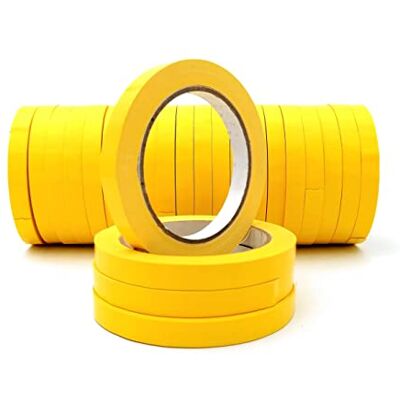 Alevar Cinta adhesiva para selladora de bolsas, formato mm 12 x 66 metros, paquete de 24 unidades, color amarillo Alevar Cinta adhesiva para selladora de bolsas, formato mm 12 x 66 metros, paquete de 24 unidades, color amarillo