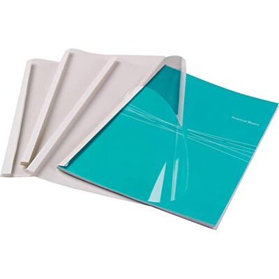 Fellowes Carpetas para encuadernación térmica estándar 3 mm, pack de 100, color blanco Fellowes Carpetas para encuadernación térmica estándar 3 mm, pack de 100, color blanco