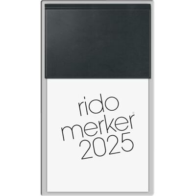 rido/idé Libro de referencia modelo Merker (2025), 1 página = 1 día, 108 × 201 mm, 736 páginas, cubierta de plástico Skivertex, negro rido/idé Libro de referencia modelo Merker (2025), 1 página = 1 día, 108 × 201 mm, 736 páginas, cubierta de plástico Skivertex, negro