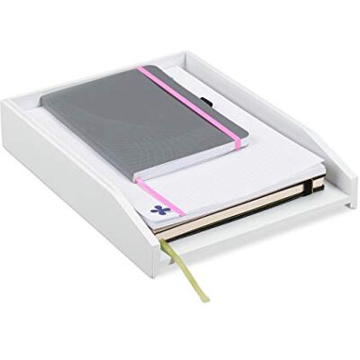 Relaxdays Bandeja para Documentos, Apilable, DIN A4, Organizador de Escritorio, Bambú, 6 x 25 x 33 cm, Blanco Relaxdays Bandeja para Documentos, Apilable, DIN A4, Organizador de Escritorio, Bambú, 6 x 25 x 33 cm, Blanco