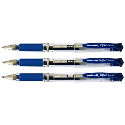 Uni-Ball Lot de 3 Rollers encre gel Signo Broad UM153C Grip Pte Large 1mm Bleu Uni-Ball Lot de 3 Rollers encre gel Signo Broad UM153C Grip Pte Large 1mm Bleu