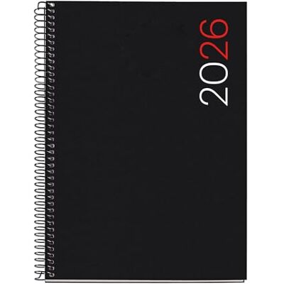 Miquelrius Agenda 2026 día por página, Similar A5+ (155 x 213 mm), Cubierta flexible polipropileno, Espiral, Papel 80 g/m², Planificador diario, Catalán-EN-PT, Color negro Miquelrius Agenda 2026 día por página, Similar A5+ (155 x 213 mm), Cubierta flexible polipropileno, Espiral, Papel 80 g/m², Planificador diario, Catalán-EN-PT, Color negro