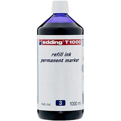 Edding T 1000 Tinta de Recarga para Marcador Permanente 1000 ml Azul Frasco con Dosificador por Goteo Edding T 1000 Tinta de Recarga para Marcador Permanente 1000 ml Azul Frasco con Dosificador por Goteo