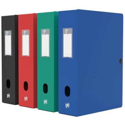 Oxford Caja de gran capacidad Memphis (24 x 32 cm, espalda 80 mm, con botón a presión, manta polipro, colores surtidos Oxford Caja de gran capacidad Memphis (24 x 32 cm, espalda 80 mm, con botón a presión, manta polipro, colores surtidos