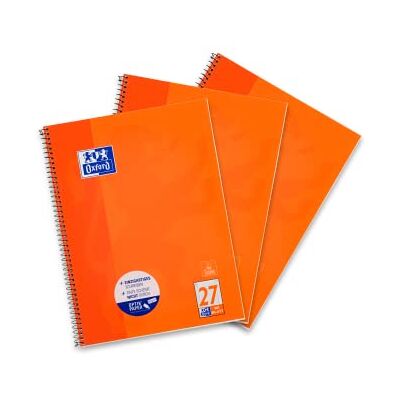 Oxford Bloc de notas A4 con doble borde, 80 hojas, color naranja. Pack de 3. Oxford Bloc de notas A4 con doble borde, 80 hojas, color naranja. Pack de 3.