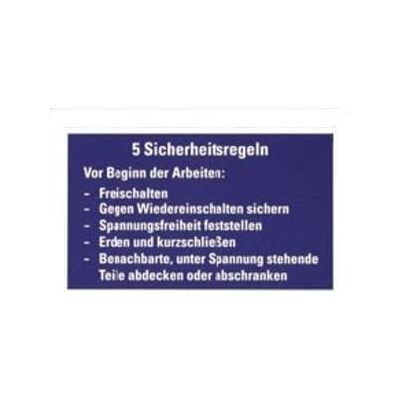 Jäger 5 reglas de seguridad, 120 x 200 mm Jäger 5 reglas de seguridad, 120 x 200 mm