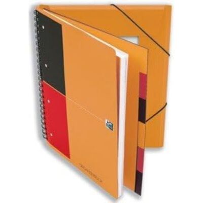 Oxford International N01802P Cuaderno de espiral doble con cierre elástico (5 unidades, con rayas, 80 hojas, A4+, tapa de polipropileno, perforado, incluye 3 separadores de colores y compartimento para hojas sueltas), color naranja, rojo y negro Oxford International N01802P Cuaderno de espiral doble con cierre elástico (5 unidades, con rayas, 80 hojas, A4+, tapa de polipropileno, perforado, incluye 3 separadores de colores y compartimento para hojas sueltas), color naranja, rojo y negro