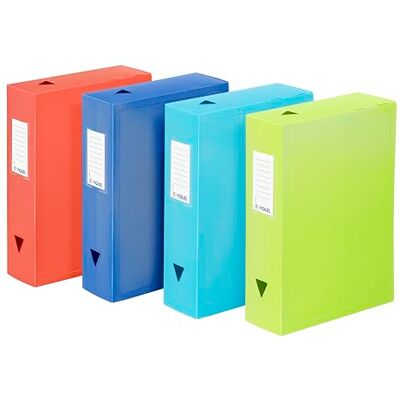 Viquel – Juego de 6 cajas de plástico FEEL'EASY – Caja de almacenamiento CLASS DOC – Espalda de 8 cm – 4 colores Viquel – Juego de 6 cajas de plástico FEEL'EASY – Caja de almacenamiento CLASS DOC – Espalda de 8 cm – 4 colores