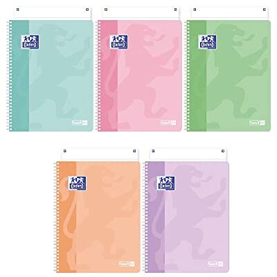 Oxford Favorit Cuaderno A4, con espiral, a rayas, papel 90 g/m², 5 unidades, colores surtidos Oxford Favorit Cuaderno A4, con espiral, a rayas, papel 90 g/m², 5 unidades, colores surtidos
