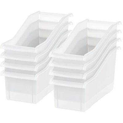 IRIS USA 38 cm de largo x 15 cm de ancho, contenedor de plástico para libros y almacenamiento de papel, paquete de 8, carpeta vertical de plástico para cuadernos, archivadores, caja organizadora de IRIS USA 38 cm de largo x 15 cm de ancho, contenedor de plástico para libros y almacenamiento de papel, paquete de 8, carpeta vertical de plástico para cuadernos, archivadores, caja organizadora de