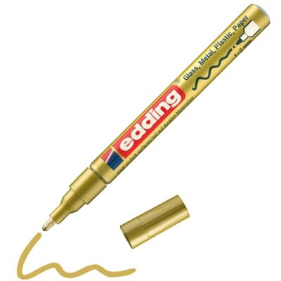 Edding 751 1 Marcador de Tinta Opaca Brillante Oro (Metálico) Punta Redonda 1-2 mm Edding 751 1 Marcador de Tinta Opaca Brillante Oro (Metálico) Punta Redonda 1-2 mm