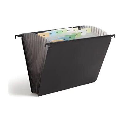 Smead Archivador expandible colgante de polietileno, 12 divisores, tamaño carta, negro () Smead Archivador expandible colgante de polietileno, 12 divisores, tamaño carta, negro ()