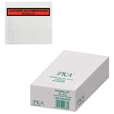 DOHE Packing List (1.000 uds.) Tamaño 140x125 mm, Sobres Transparentes de Plástico, Envío de Documentos, Transporte y Logística, Autoadhesivos Resistentes, Material de Oficina DOHE Packing List (1.000 uds.) Tamaño 140x125 mm, Sobres Transparentes de Plástico, Envío de Documentos, Transporte y Logística, Autoadhesivos Resistentes, Material de Oficina