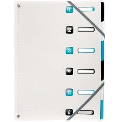 Exacompta Ref. – 1 clasificador Titanio – espalda extensible – con elásticos y ventanas recortadas – de PP reciclado – 6 compartimentos – 24 x 32 cm – A4 – colores aleatorios coco, negro o Exacompta Ref. – 1 clasificador Titanio – espalda extensible – con elásticos y ventanas recortadas – de PP reciclado – 6 compartimentos – 24 x 32 cm – A4 – colores aleatorios coco, negro o
