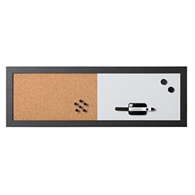 Bi-Office Combo Pizarra Blanca y Tablón de Anuncios Elements, Magnético, Borrado en Seco/ Corcho, Marco MDF Negro, 60x20cm Bi-Office Combo Pizarra Blanca y Tablón de Anuncios Elements, Magnético, Borrado en Seco/ Corcho, Marco MDF Negro, 60x20cm