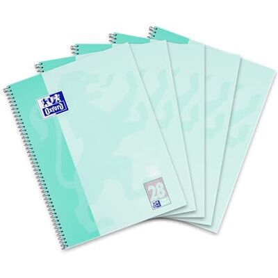 Oxford Libreta de 5 hojas A4, cuadriculado, 80 hojas, perforadas, color menta Oxford Libreta de 5 hojas A4, cuadriculado, 80 hojas, perforadas, color menta