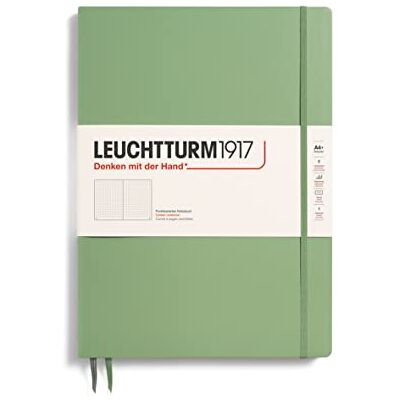 LEUCHTTURM1917 Libreta Master Slim (A4+) 225 x 315 mm, Tapa Dura, 123 páginas numeradas, Sage, Puntos LEUCHTTURM1917 Libreta Master Slim (A4+) 225 x 315 mm, Tapa Dura, 123 páginas numeradas, Sage, Puntos