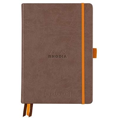 Rhodia Cuaderno rígido de notas A5, 240 páginas, papel Clairefontaine marfil 90 g/m2, 3 caras, cierre elástico, tapa de piel sintética – rodiarama Rhodia Cuaderno rígido de notas A5, 240 páginas, papel Clairefontaine marfil 90 g/m2, 3 caras, cierre elástico, tapa de piel sintética – rodiarama