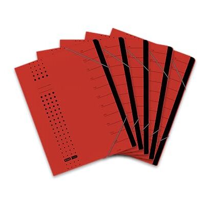 Elba Carpeta clasificadora (5 unidades, A4, 12 compartimentos, cartón en blanco), color rojo Elba Carpeta clasificadora (5 unidades, A4, 12 compartimentos, cartón en blanco), color rojo