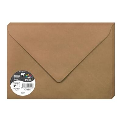 Clairefontaine , Pack de 20 sobre, Pollen, 16,2 x 22, 9 cm 120g, Marrón Kraft Clairefontaine , Pack de 20 sobre, Pollen, 16,2 x 22, 9 cm 120g, Marrón Kraft