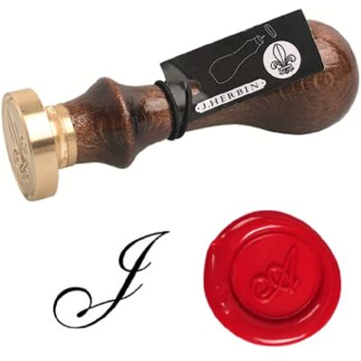 Jacques Herbin Clairefontaine un Sello Redondo con Mango de Madera Barnizada, Letra J en el Alfabeto Inglés Jacques Herbin Clairefontaine un Sello Redondo con Mango de Madera Barnizada, Letra J en el Alfabeto Inglés