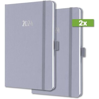 Sigel J4407 Agenda semanal Jolie 2024, certificación FSC, dos páginas = una semana, tapa dura superficie textil, aprox. A5, lila, 174 páginas, 2 piezas Sigel J4407 Agenda semanal Jolie 2024, certificación FSC, dos páginas = una semana, tapa dura superficie textil, aprox. A5, lila, 174 páginas, 2 piezas
