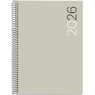 Miquelrius Agenda 2026 día por página, Similar A5+ (155 x 213 mm), Cubierta flexible polipropileno, Espiral, Papel 80 g/m², Planificador diario, Español-EN-PT, Color gris Miquelrius Agenda 2026 día por página, Similar A5+ (155 x 213 mm), Cubierta flexible polipropileno, Espiral, Papel 80 g/m², Planificador diario, Español-EN-PT, Color gris
