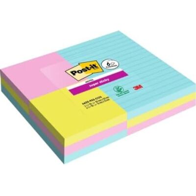 Post-It Notas Super Sticky, Colección Cosmic Color Paquete de 3 Blocs Grandes + 6 Blocs Standard, 90 Hojas por Bloc Notas Autoadhesivas para Listas de Tareas y Recordatorios Post-It Notas Super Sticky, Colección Cosmic Color Paquete de 3 Blocs Grandes + 6 Blocs Standard, 90 Hojas por Bloc Notas Autoadhesivas para Listas de Tareas y Recordatorios