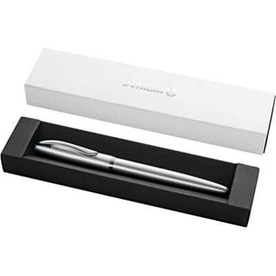 Pelikan , Pluma estilográfica Jazz Nobel Recargable, Diseño Moderno y Sofisticado, Plumín Mediano, Caja de Regalo Incluida, Color Plata Pelikan , Pluma estilográfica Jazz Nobel Recargable, Diseño Moderno y Sofisticado, Plumín Mediano, Caja de Regalo Incluida, Color Plata
