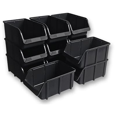 hünersdorff 12 cajas apilables, tamaño 4, de polipropileno irrompible, recicladas, ideal para sistemas de ordenación y clasificación, placas de pared, estanterías, estanterías de taller, color negro hünersdorff 12 cajas apilables, tamaño 4, de polipropileno irrompible, recicladas, ideal para sistemas de ordenación y clasificación, placas de pared, estanterías, estanterías de taller, color negro