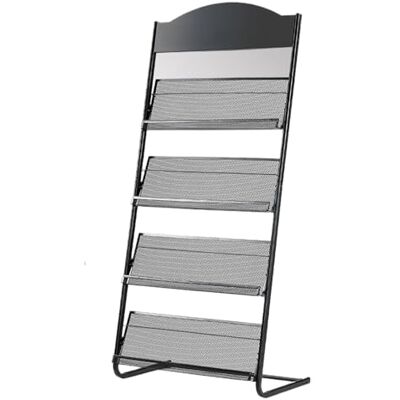 TUKA-i-AKUT Soporte para Revistas Suelo Expositor de Pie para Folletos, 4 Estantes Revistero para Presentación de Literatura Portafolletos Catálogos, Soporte de Acero, 40x29x146CM TUKA-i-AKUT Soporte para Revistas Suelo Expositor de Pie para Folletos, 4 Estantes Revistero para Presentación de Literatura Portafolletos Catálogos, Soporte de Acero, 40x29x146CM