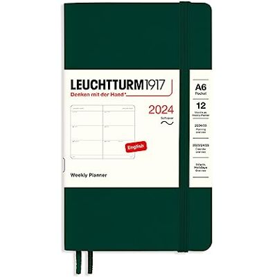LEUCHTTURM1917 Agenda semanal, tapa blanda, bolsillo (A6) 2024, 12 meses, verde bosque, inglés LEUCHTTURM1917 Agenda semanal, tapa blanda, bolsillo (A6) 2024, 12 meses, verde bosque, inglés