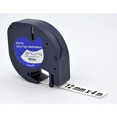 OFITURIA Cinta de Etiquetas de Recambio Compatible con DYMO Letratag LT-100H LT-100T LT-110T QX50 XR XM Recambio Plástico 12mm x 4m Imprime Negro Sobre Fondo Blanco Compatible 20 unidades OFITURIA Cinta de Etiquetas de Recambio Compatible con DYMO Letratag LT-100H LT-100T LT-110T QX50 XR XM Recambio Plástico 12mm x 4m Imprime Negro Sobre Fondo Blanco Compatible 20 unidades