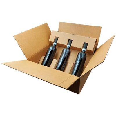 Blasetti Caja para Envío de Botellas Bottle Case para 3 Botellas, embalaje para vinos espumosos y licores, paquete de 10 portabotellas. Formato en mm 428x386x159 Blasetti Caja para Envío de Botellas Bottle Case para 3 Botellas, embalaje para vinos espumosos y licores, paquete de 10 portabotellas. Formato en mm 428x386x159