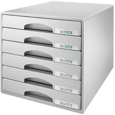 Leitz Plus Buc de cajones, A4, 6 cajones, Gris, Plástico Leitz Plus Buc de cajones, A4, 6 cajones, Gris, Plástico