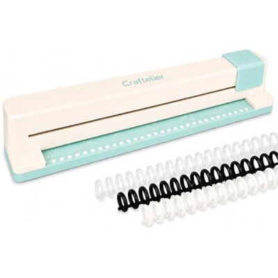 Craftelier Encuadernadora de 30 Agujeros Cuadrados, Capacidad de 5 Hojas Perforadora manual, 6 anillas tonos blanco y negro, compatible con tamaños de A4 a A7, para cuadernos y scrapbooking Craftelier Encuadernadora de 30 Agujeros Cuadrados, Capacidad de 5 Hojas Perforadora manual, 6 anillas tonos blanco y negro, compatible con tamaños de A4 a A7, para cuadernos y scrapbooking