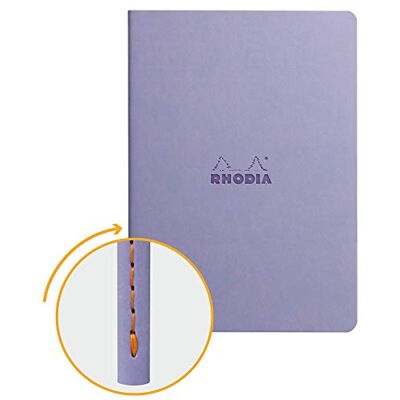 Rhodia Clairefontaine rama – Libreta grapada, textil, 64 páginas Dot de lunares marfil A5, 14,8 x 21 cm, 90 g, color morado Rhodia Clairefontaine rama – Libreta grapada, textil, 64 páginas Dot de lunares marfil A5, 14,8 x 21 cm, 90 g, color morado