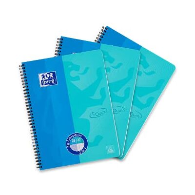 Oxford Touch Collegeblock Duo Lote de 3 blocs de notas (A4, cuadriculado y rayado, 80 hojas, color azul Oxford Touch Collegeblock Duo Lote de 3 blocs de notas (A4, cuadriculado y rayado, 80 hojas, color azul