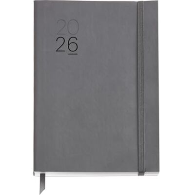 Miquelrius Agenda 2026 día por página, Similar A5+ (155 x 213 mm), Planificación diaria, Cubierta flexible símil piel cosida, Papel 80 g/m², Español-EN-PT, Gris Miquelrius Agenda 2026 día por página, Similar A5+ (155 x 213 mm), Planificación diaria, Cubierta flexible símil piel cosida, Papel 80 g/m², Español-EN-PT, Gris