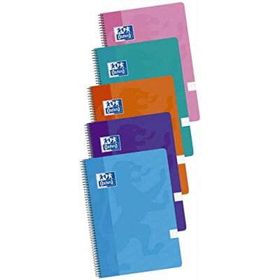 Oxford , Cuadernos A4 (Folio), Cuadrícula 4x4 Tapa Plástico, 80 Hojas. Pack 5 Libretas, Colores Surtidos Tendencia Oxford , Cuadernos A4 (Folio), Cuadrícula 4x4 Tapa Plástico, 80 Hojas. Pack 5 Libretas, Colores Surtidos Tendencia