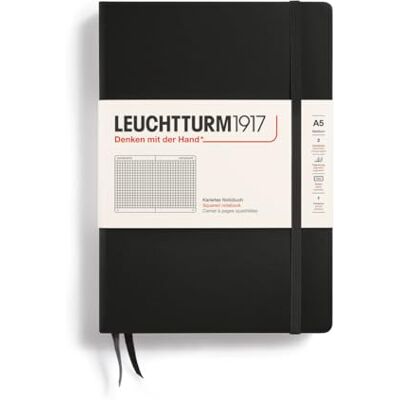 LEUCHTTURM1917 315928 Libreta de notas Medium (A5) tapas duras, 251 páginas numeradas, negro, cuadriculada LEUCHTTURM1917 315928 Libreta de notas Medium (A5) tapas duras, 251 páginas numeradas, negro, cuadriculada