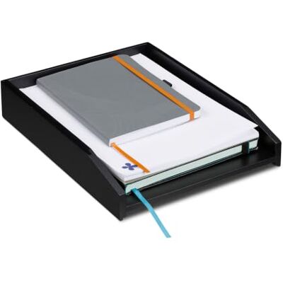 Relaxdays Bandeja para Documentos, Apilable, DIN A4, Organizador de Escritorio, Bambú, 6 x 25 x 33 cm, Negro Relaxdays Bandeja para Documentos, Apilable, DIN A4, Organizador de Escritorio, Bambú, 6 x 25 x 33 cm, Negro