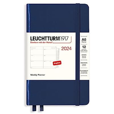 LEUCHTTURM1917 Agenda semanal Pocket A6 2024, 12 meses, azul marino, inglés LEUCHTTURM1917 Agenda semanal Pocket A6 2024, 12 meses, azul marino, inglés