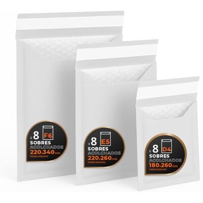 OFITURIA Sobres Acolchados para Envíos, Multitamaño (3 Tamaños), Kraft, Blanco o ambos – Cierre Autoadhesivo – Sobres de Papel con Burbuja Interior, Ideal para Envíos Pack M (Blanco, 24 sobres) OFITURIA Sobres Acolchados para Envíos, Multitamaño (3 Tamaños), Kraft, Blanco o ambos – Cierre Autoadhesivo – Sobres de Papel con Burbuja Interior, Ideal para Envíos Pack M (Blanco, 24 sobres)