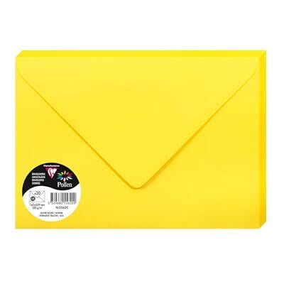 Clairefontaine Sobres para cartas (tamaño C5, 125 x 324 mm, 120 g, 20 unidades, papel reciclado) color amarillo Clairefontaine Sobres para cartas (tamaño C5, 125 x 324 mm, 120 g, 20 unidades, papel reciclado) color amarillo