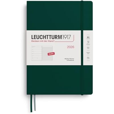 LEUCHTTURM1917 calendario semanal y cuaderno de notas Composition (B5) 2026, Forest Green, Inglés LEUCHTTURM1917 calendario semanal y cuaderno de notas Composition (B5) 2026, Forest Green, Inglés
