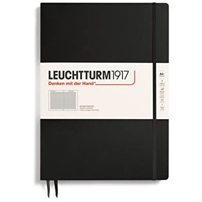 LEUCHTTURM1917 310174 Libreta Master Slim (A4+) 225 x 315 mm, Tapa Dura, 123 páginas numeradas, Negro, Cuadriculada LEUCHTTURM1917 310174 Libreta Master Slim (A4+) 225 x 315 mm, Tapa Dura, 123 páginas numeradas, Negro, Cuadriculada