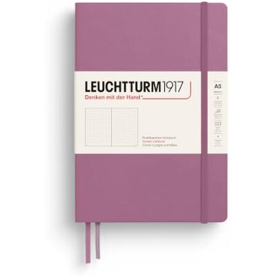 LEUCHTTURM1917 Libreta Medium (A5) 145 x 210 mm, Tapa Dura, 251 páginas numeradas, Dusty Rose, Puntos LEUCHTTURM1917 Libreta Medium (A5) 145 x 210 mm, Tapa Dura, 251 páginas numeradas, Dusty Rose, Puntos
