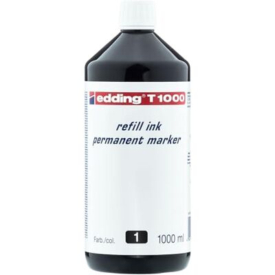Edding T 1000 Tinta de Recarga para Marcador Permanente 1000 ml Negro Frasco con Dosificador por Goteo Edding T 1000 Tinta de Recarga para Marcador Permanente 1000 ml Negro Frasco con Dosificador por Goteo